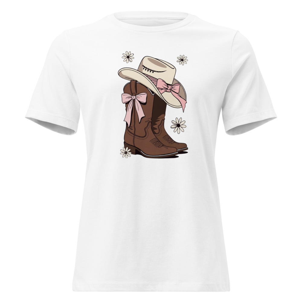 Botas y sombrero con moño rosa